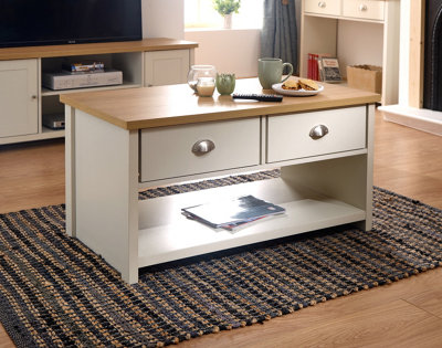 GFW Lancaster 2 Drawer Coffee Table Cream