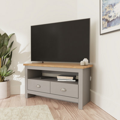 GFW Lancaster Corner TV Unit Grey DIY at B&Q