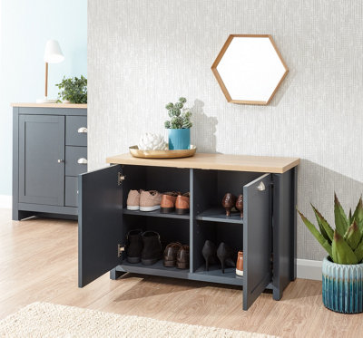 GFW Lancaster Shoe Storage Slate Blue DIY at B&Q