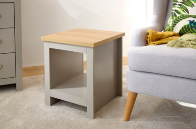 GFW Lancaster Side Table with Shelf Grey