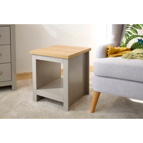GFW Lancaster Side Table with Shelf Grey