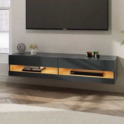 GFW Leon 150cm Wall TV Unit with LED Anthracite | DIY at B&Q