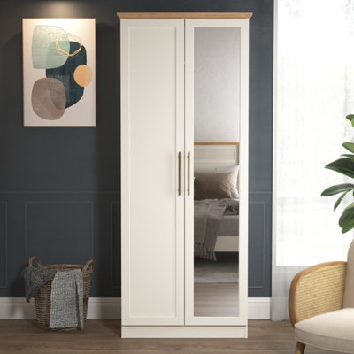 GFW Lyngford 2 Door Mirrored Wardrobe Ivory