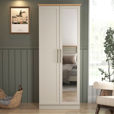 GFW Lyngford 2 Door Mirrored Wardrobe Light Grey