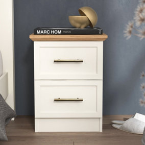 GFW Lyngford 2 Drawer Bedside Table Ivory
