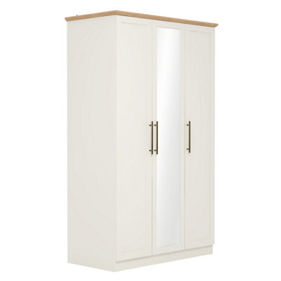 GFW Lyngford 3 Door Mirrored Wardrobe Ivory