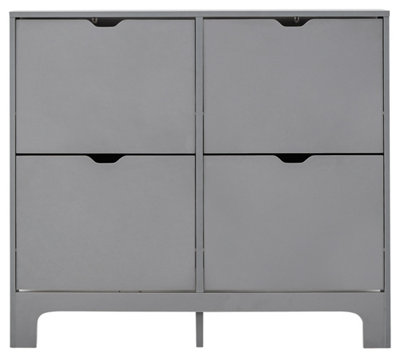 GFW Narrow 4 Drawer Shoe Cabinet Grey