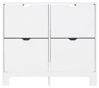 GFW Narrow 4 Drawer Shoe Cabinet White