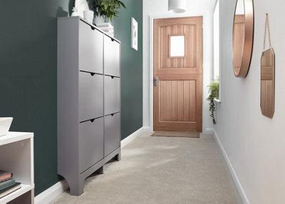 GFW Narrow 6 Drawer Shoe Cabinet Grey