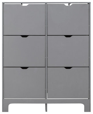 GFW Narrow 6 Drawer Shoe Cabinet Grey
