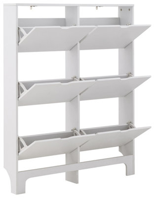 GFW Narrow 6 Drawer Shoe Cabinet White