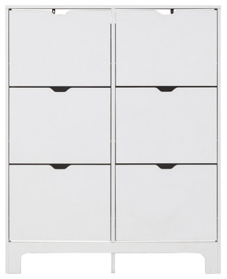 GFW Narrow 6 Drawer Shoe Cabinet White