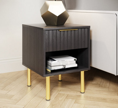 GFW Nervata Lamp/Side Table Black/Gold