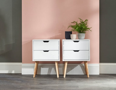 GFW Nyborg Pair Of 2 Drawer Bedsides White