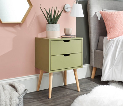 GFW Nyborg Single 2 Drawer Bedside Boa Green