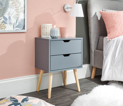 GFW Nyborg Single 2 Drawer Bedside Dark Grey