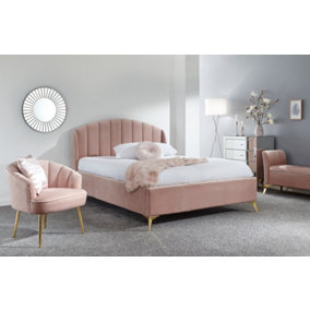 GFW Pettine 135cm End Lift Ottoman Bed Double Blush Pink