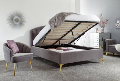 GFW Pettine 135cm End Lift Ottoman Bed Double Grey