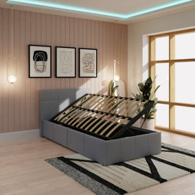 GFW Side Lift Ottoman Bed 90cm Single Grey