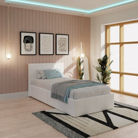 GFW Side Lift Ottoman Bed 90cm Single White