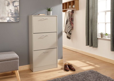 GFW Stirling Three Tier Shoe Cabinet Grey