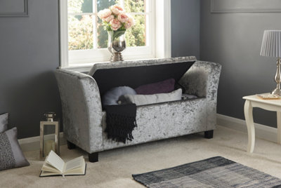 Crushed velvet ottoman deals seat