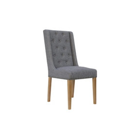 Ghobun 2x Light Grey Button Back And Studded Dining Chair.
