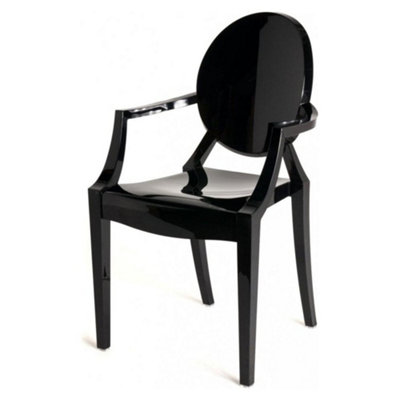 Ghost Style Plastic Louis Armchair Black