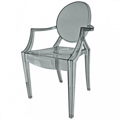 Ghost Style Plastic Louis Armchair Smoke Grey