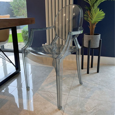 Ghost Style Plastic Louis Armchair Smoke Grey