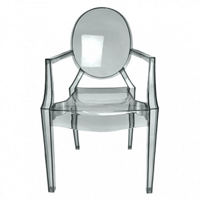 Ghost Style Plastic Louis Armchair Smoke Grey