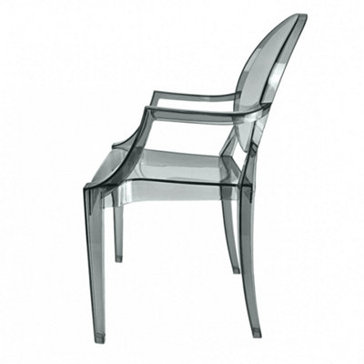 Ghost Style Plastic Louis Armchair Smoke Grey