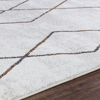 GIANNA Scandi Geometric White/Orange Area Rug 120 x 170 cm