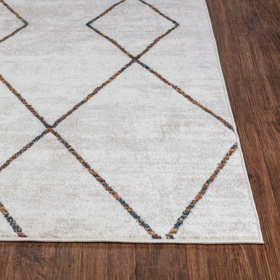 GIANNA Scandi Geometric White/Orange Area Rug 120 x 170 cm
