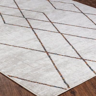 GIANNA Scandi Geometric White/Orange Area Rug 120 x 170 cm