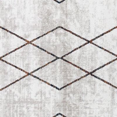 GIANNA Scandi Geometric White/Orange Area Rug 120 x 170 cm