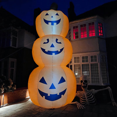 Halloween Outdoor LED Décor of 12ft Tall 2024 Stacked 4 Pumpkins