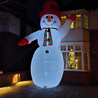 GIANT: 20ft (6m) Outdoor Inflatable Lit Christmas Snowman with Raised Arm & 28 LEDs