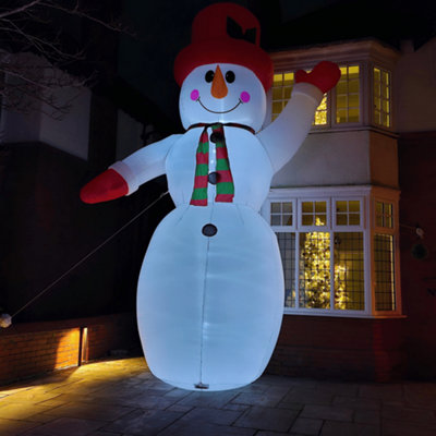 GIANT: 20ft (6m) Outdoor Inflatable Lit Christmas Snowman with Raised Arm & 28 LEDs