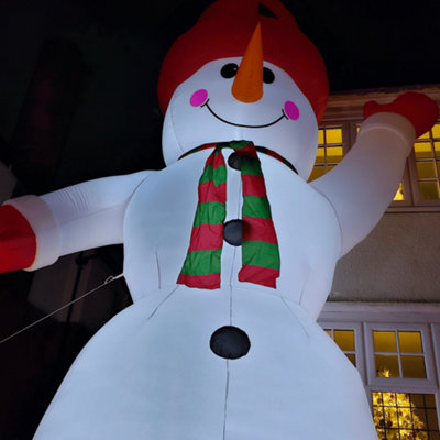 GIANT: 20ft (6m) Outdoor Inflatable Lit Christmas Snowman with Raised Arm &  28 LEDs