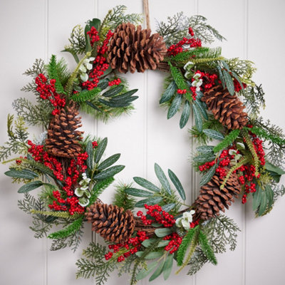 Giant Berry Bushel Xmas Door Decoration Winter Autumn Wreath, Christmas Wreath 50cm Price Comparisons | Compare The Build