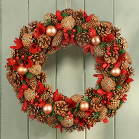 Giant Canterbury Xmas Winter Christmas Festive Wreath, Christmas Wreath for Front Door, Home Decoration 50cm