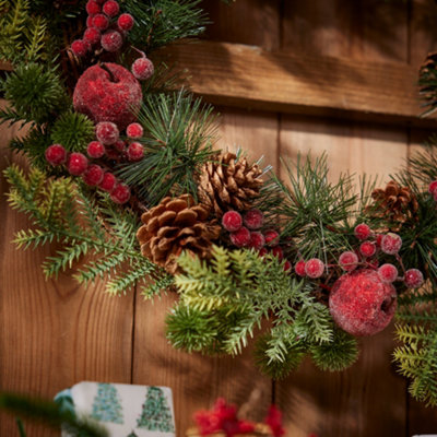 Giant Country Hedgerow Xmas Decoration Christmas Door Wreath 50cm - 4