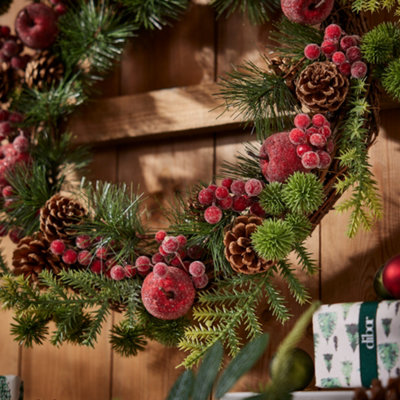 Giant Country Hedgerow Xmas Decoration Christmas Door Wreath 50cm - 5