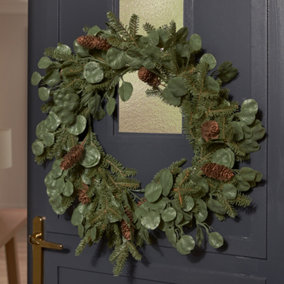 Giant Eucalyptus and Pine Cone Forest All Season Front Door Wreath Home Decoration Wreath 60cm