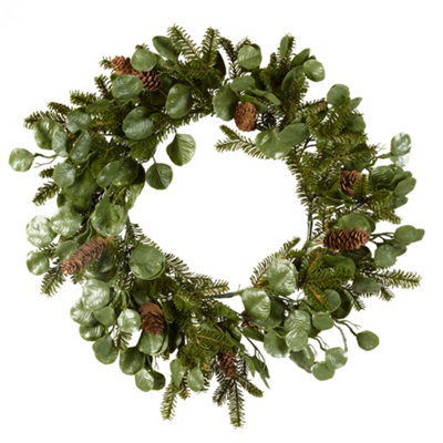 Giant Eucalyptus and Pine Cone Forest All Season Front Door Wreath Home Decoration Wreath 60cm