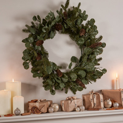 Giant Eucalyptus and Pine Cone Forest All Season Front Door Wreath Home Decoration Wreath 60cm - 5
