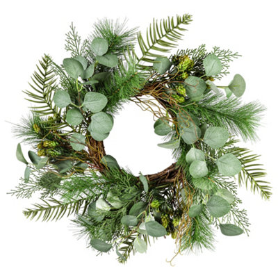 Giant Eucalyptus Hedgerow Xmas Decoration Christmas Door Wreath 50cm