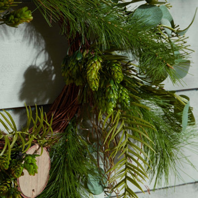 Giant Eucalyptus Hedgerow Xmas Decoration Christmas Door Wreath 50cm - 3
