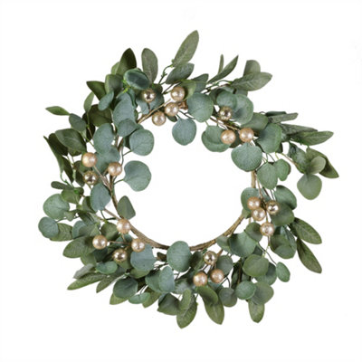 Giant Eucalyptus Sparkle Spring Summer All Year Front Door Decoration Wreath 55cm